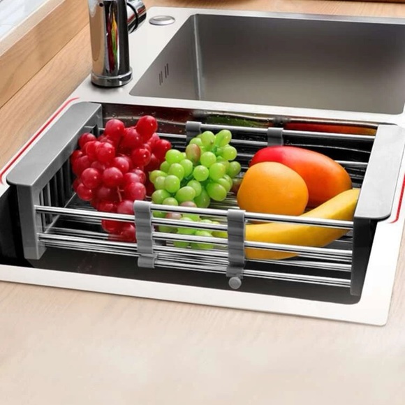 Stainless steel Retractable drain rack kitchen basket - Picture 3 of 7